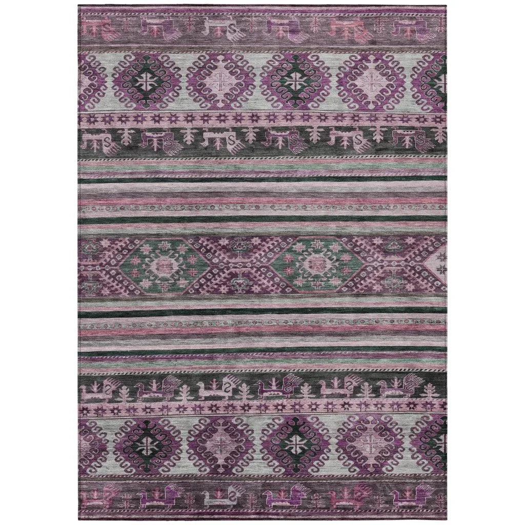LOOMLAN Rugs Claritha Purple Washable Indoor-Outdoor Rug