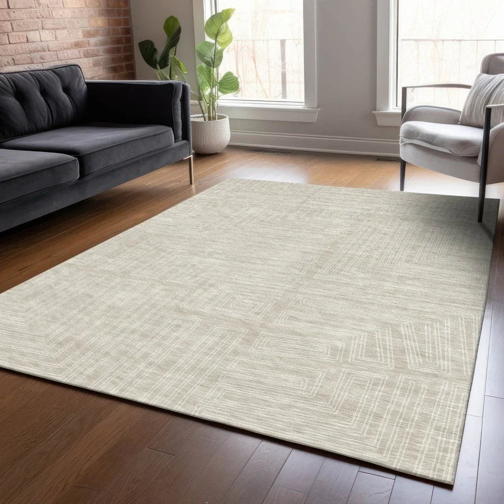 LOOMLAN Rugs Clayra Beige Washable Indoor-Outdoor Rug