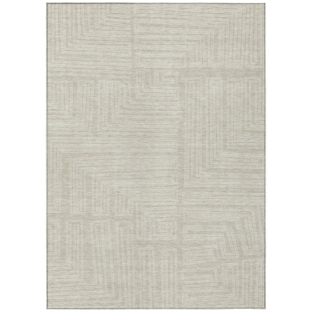 LOOMLAN Rugs Clayra Beige Washable Indoor-Outdoor Rug