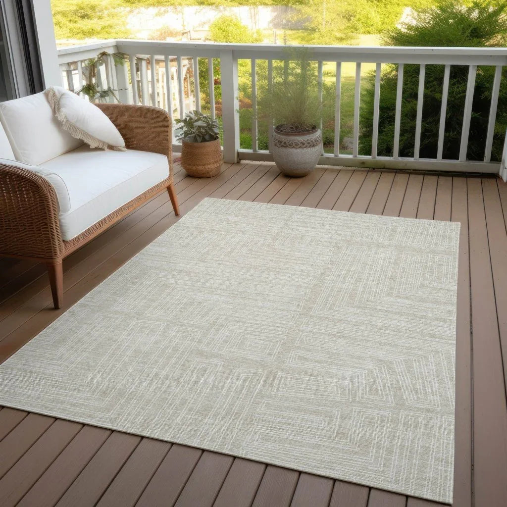LOOMLAN Rugs Clayra Beige Washable Indoor-Outdoor Rug