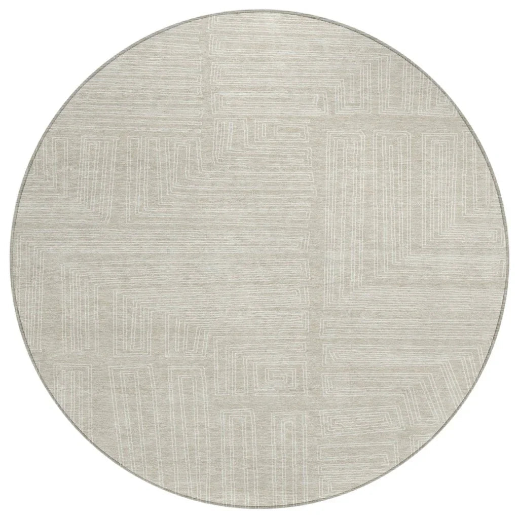 LOOMLAN Rugs Clayra Beige Washable Indoor-Outdoor Rug