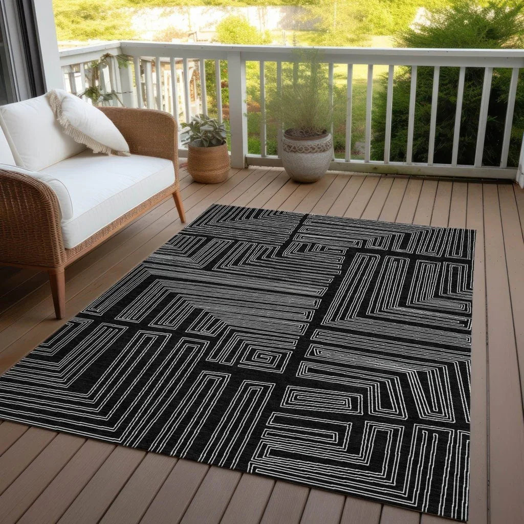LOOMLAN Rugs Clayra Black Washable Indoor-Outdoor Rug
