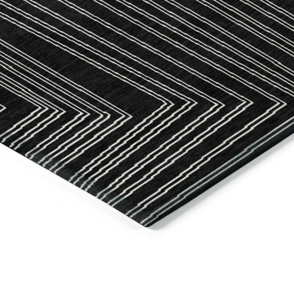 LOOMLAN Rugs Clayra Black Washable Indoor-Outdoor Rug