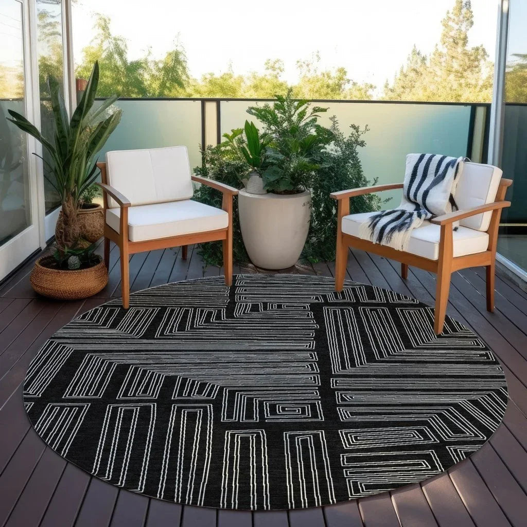 LOOMLAN Rugs Clayra Black Washable Indoor-Outdoor Rug