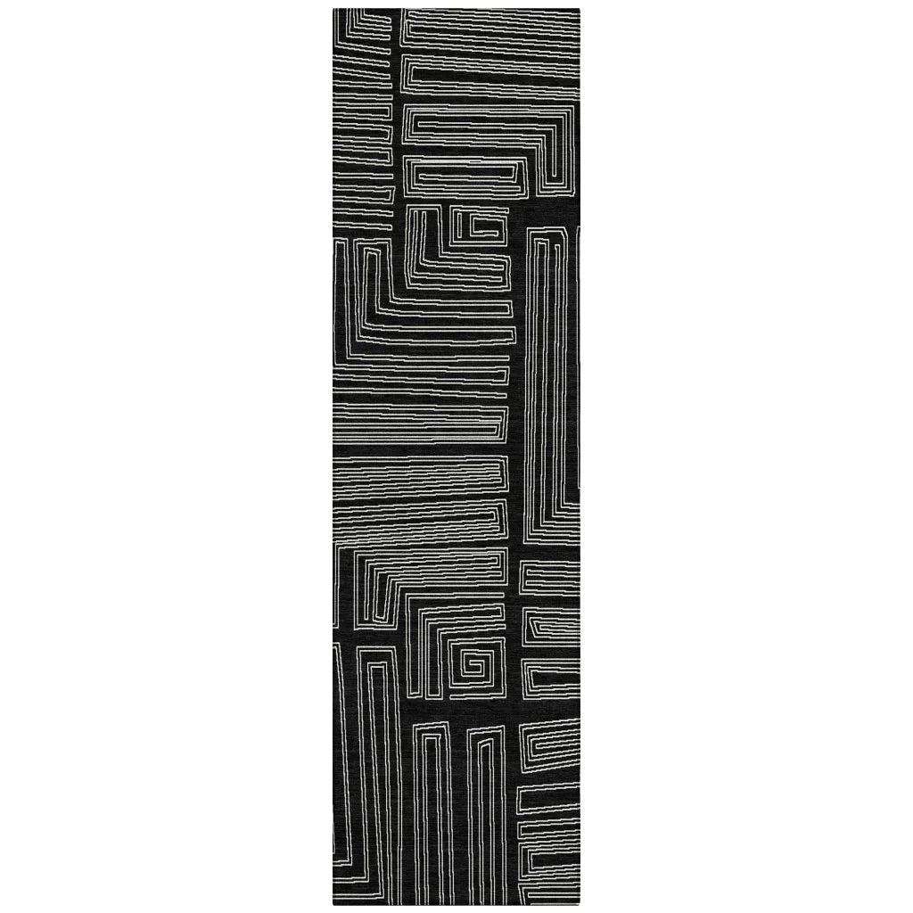 LOOMLAN Rugs Clayra Black Washable Indoor-Outdoor Rug