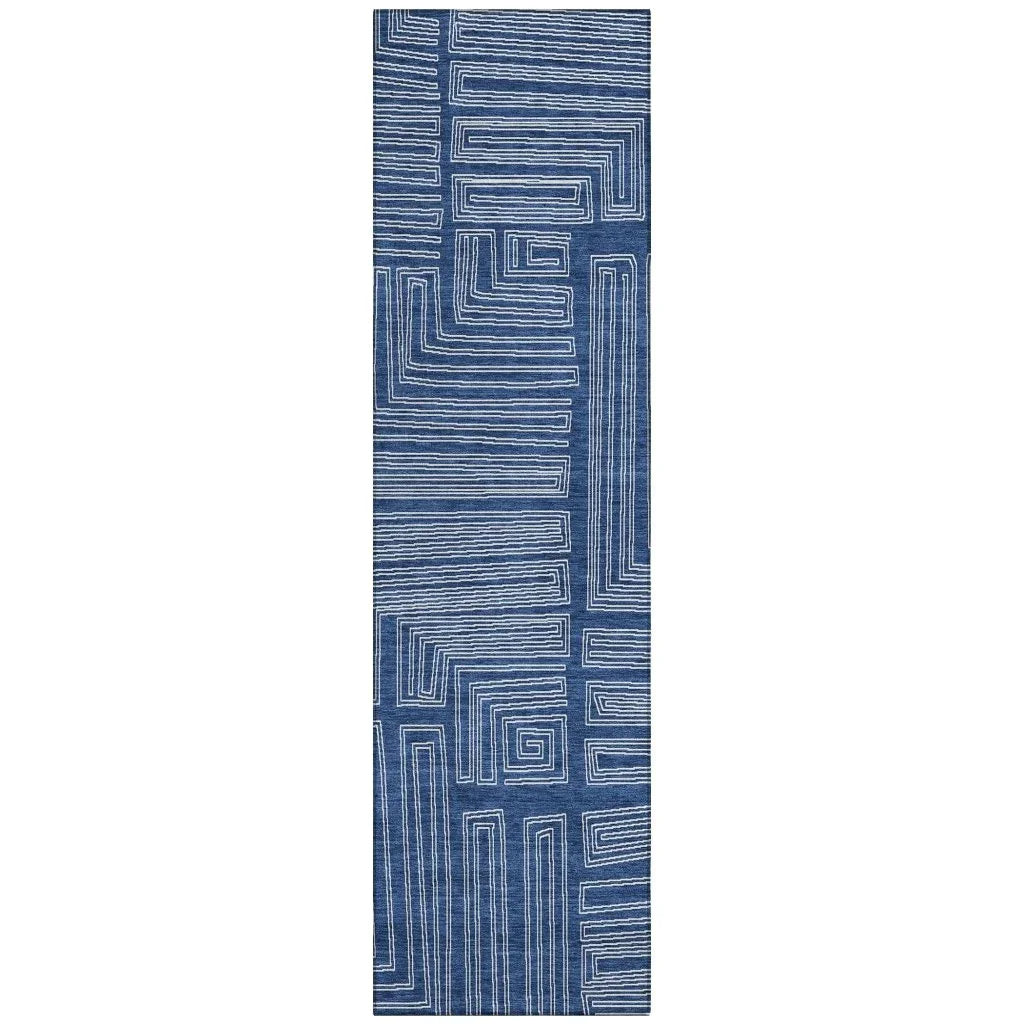 LOOMLAN Rugs Clayra Blue Washable Indoor-Outdoor Rug