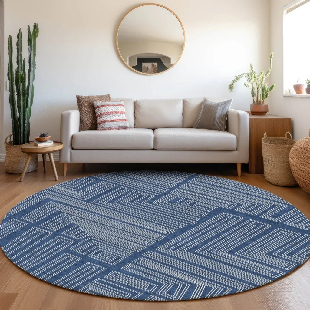 LOOMLAN Rugs Clayra Blue Washable Indoor-Outdoor Rug