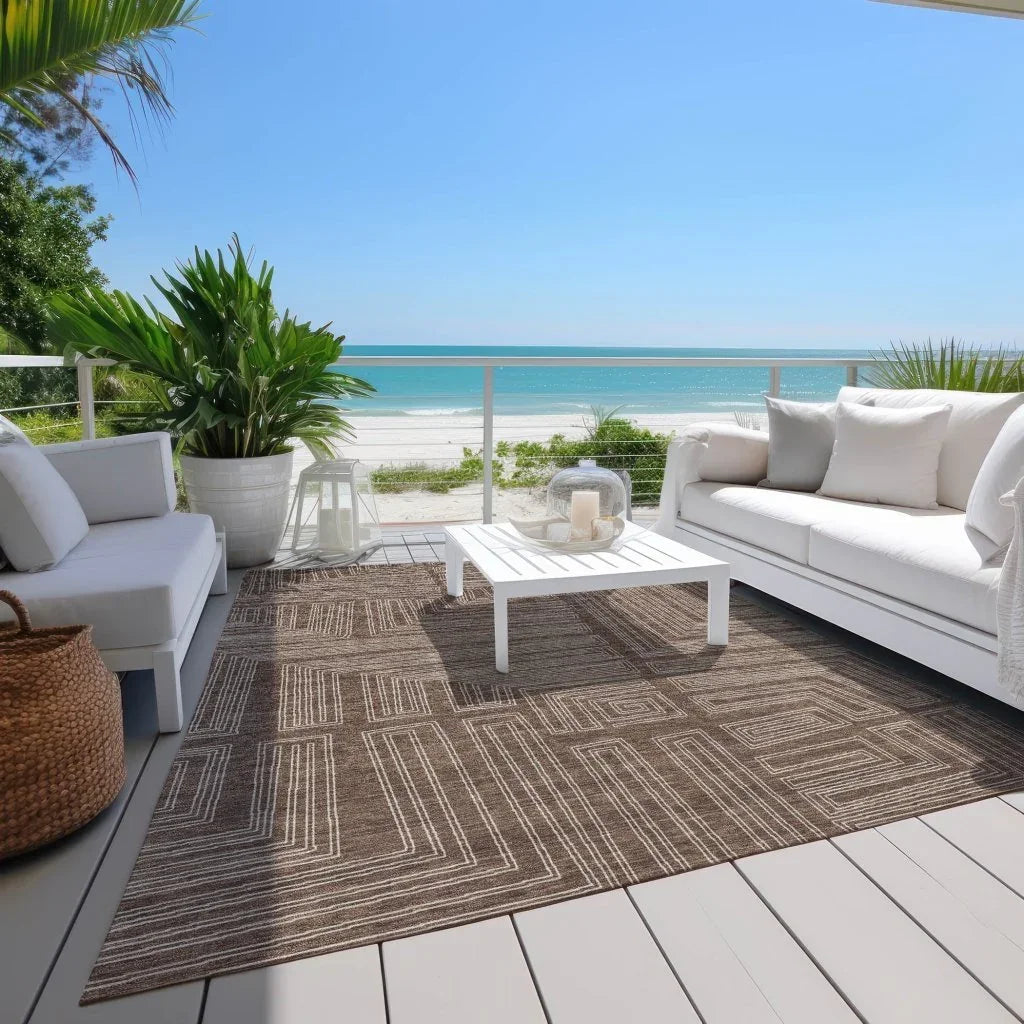 LOOMLAN Rugs Clayra Brown Washable Indoor-Outdoor Rug