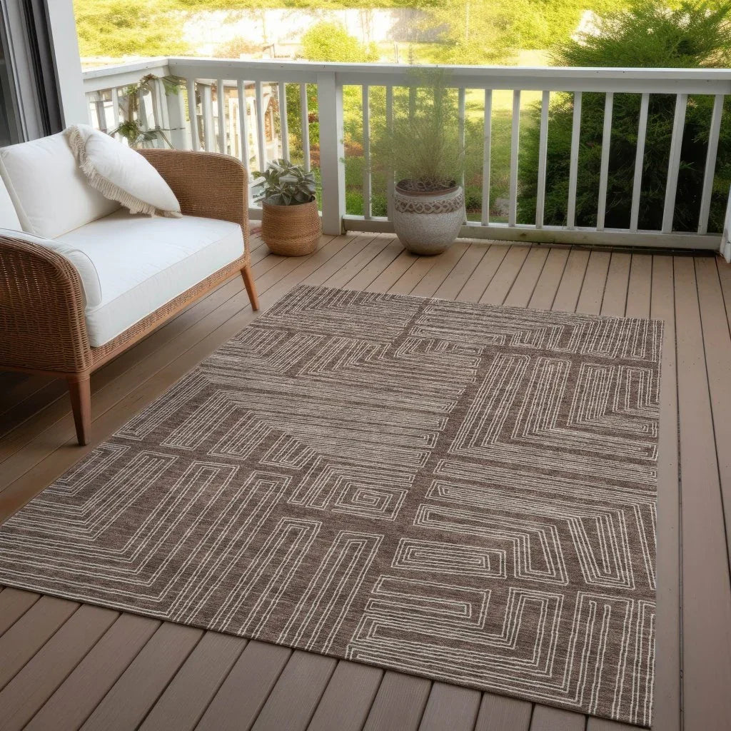 LOOMLAN Rugs Clayra Brown Washable Indoor-Outdoor Rug