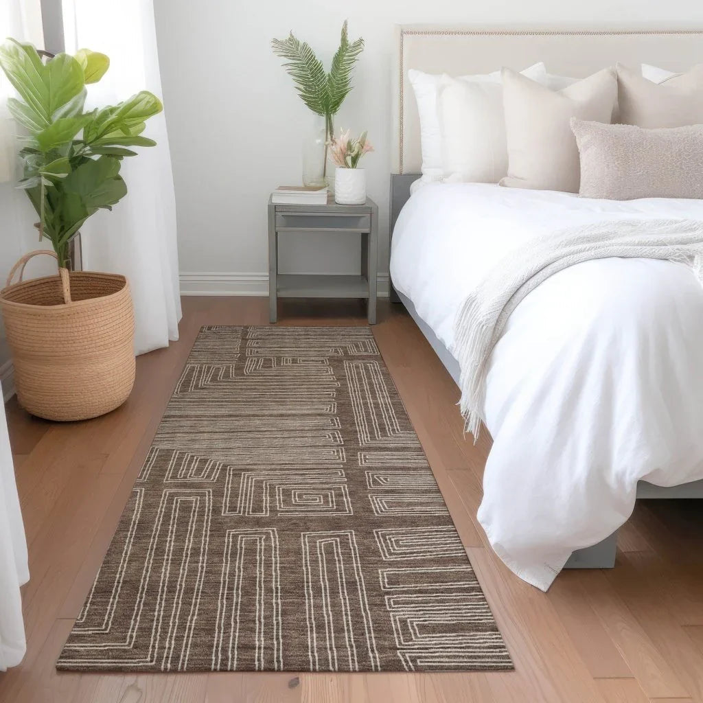 LOOMLAN Rugs Clayra Brown Washable Indoor-Outdoor Rug