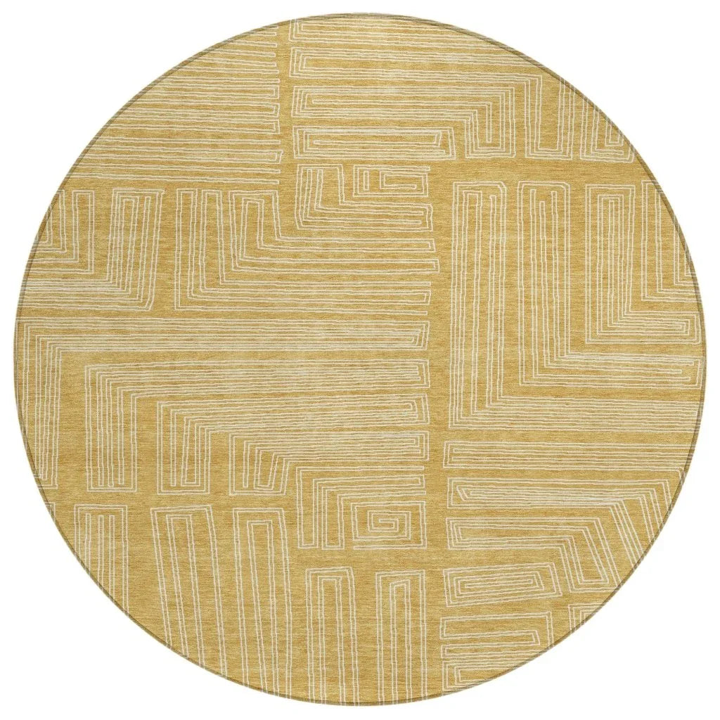 LOOMLAN Rugs Clayra Gold Washable Indoor-Outdoor Rug