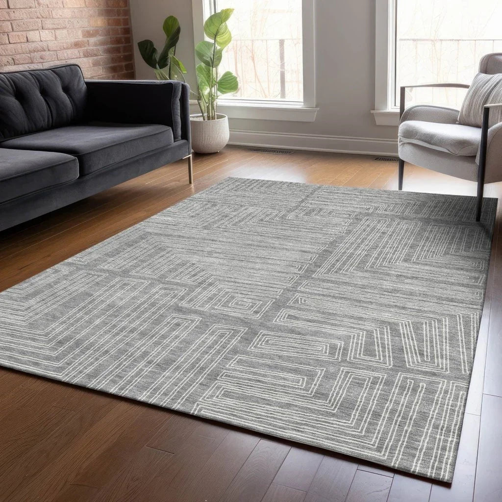 LOOMLAN Rugs Clayra Gray Washable Indoor-Outdoor Rug