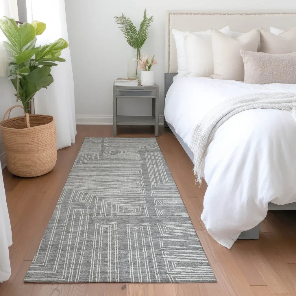 LOOMLAN Rugs Clayra Gray Washable Indoor-Outdoor Rug