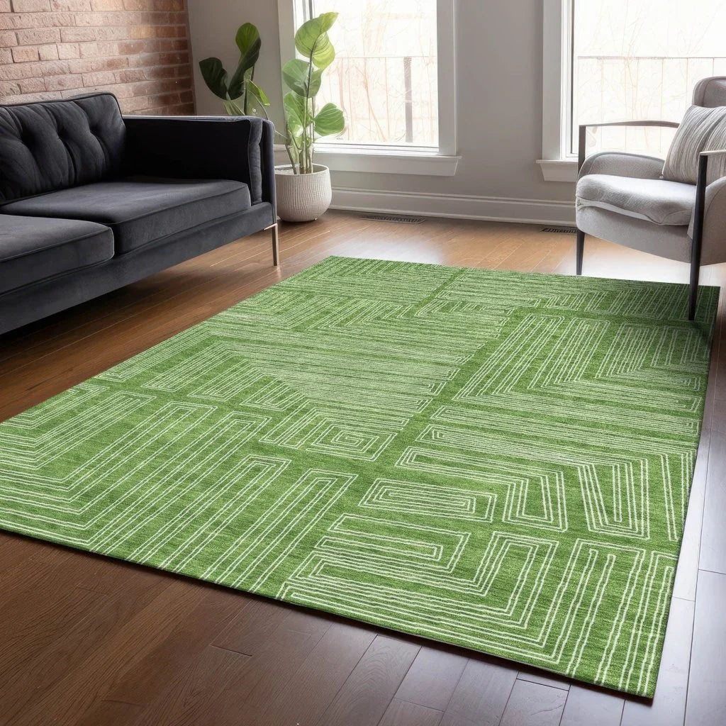 LOOMLAN Rugs Clayra Green Washable Indoor-Outdoor Rug