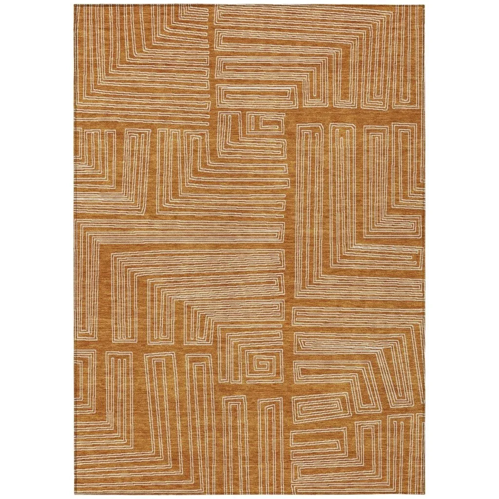 LOOMLAN Rugs Clayra Orange Washable Indoor-Outdoor Rug