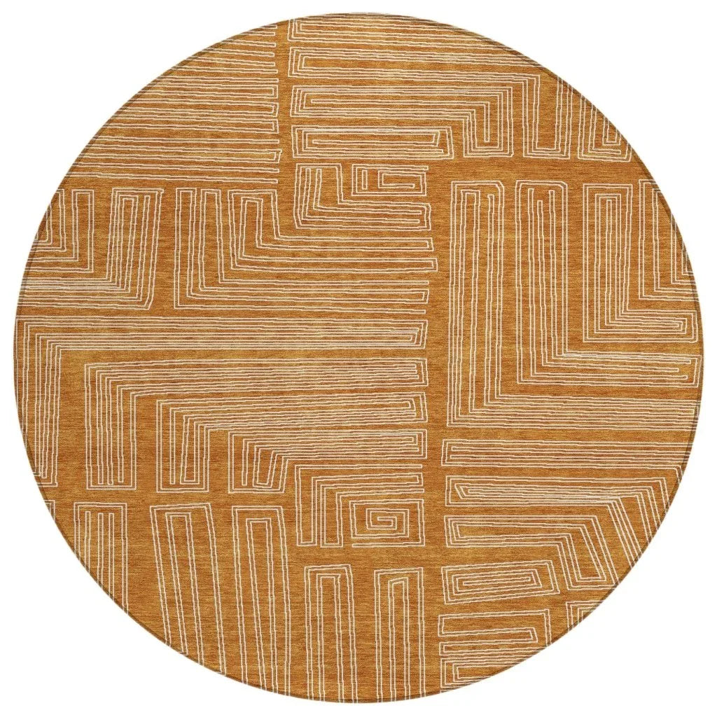 LOOMLAN Rugs Clayra Orange Washable Indoor-Outdoor Rug
