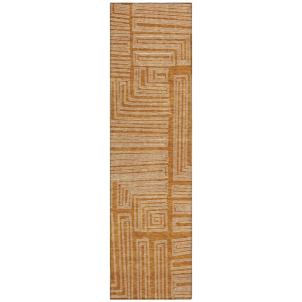 LOOMLAN Rugs Clayra Orange Washable Indoor-Outdoor Rug