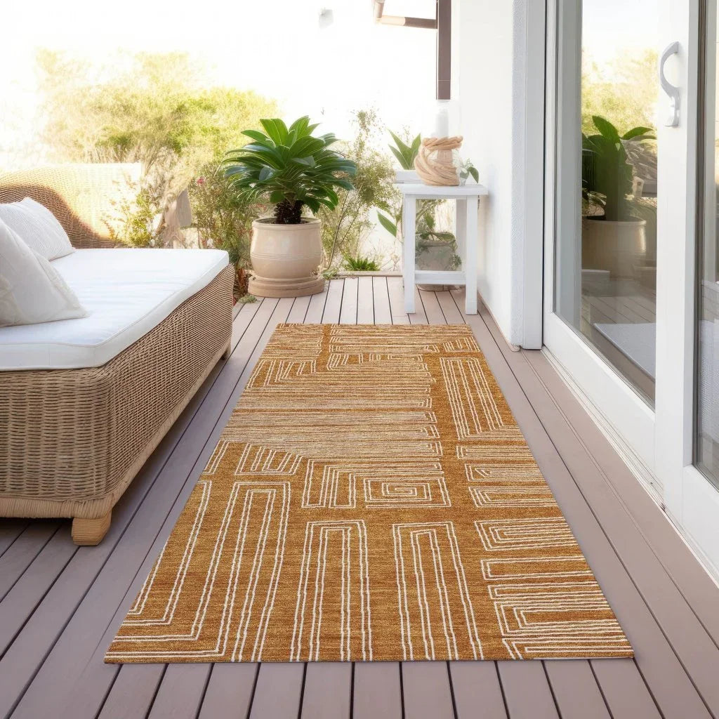 LOOMLAN Rugs Clayra Orange Washable Indoor-Outdoor Rug