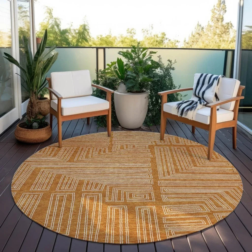 LOOMLAN Rugs Clayra Orange Washable Indoor-Outdoor Rug
