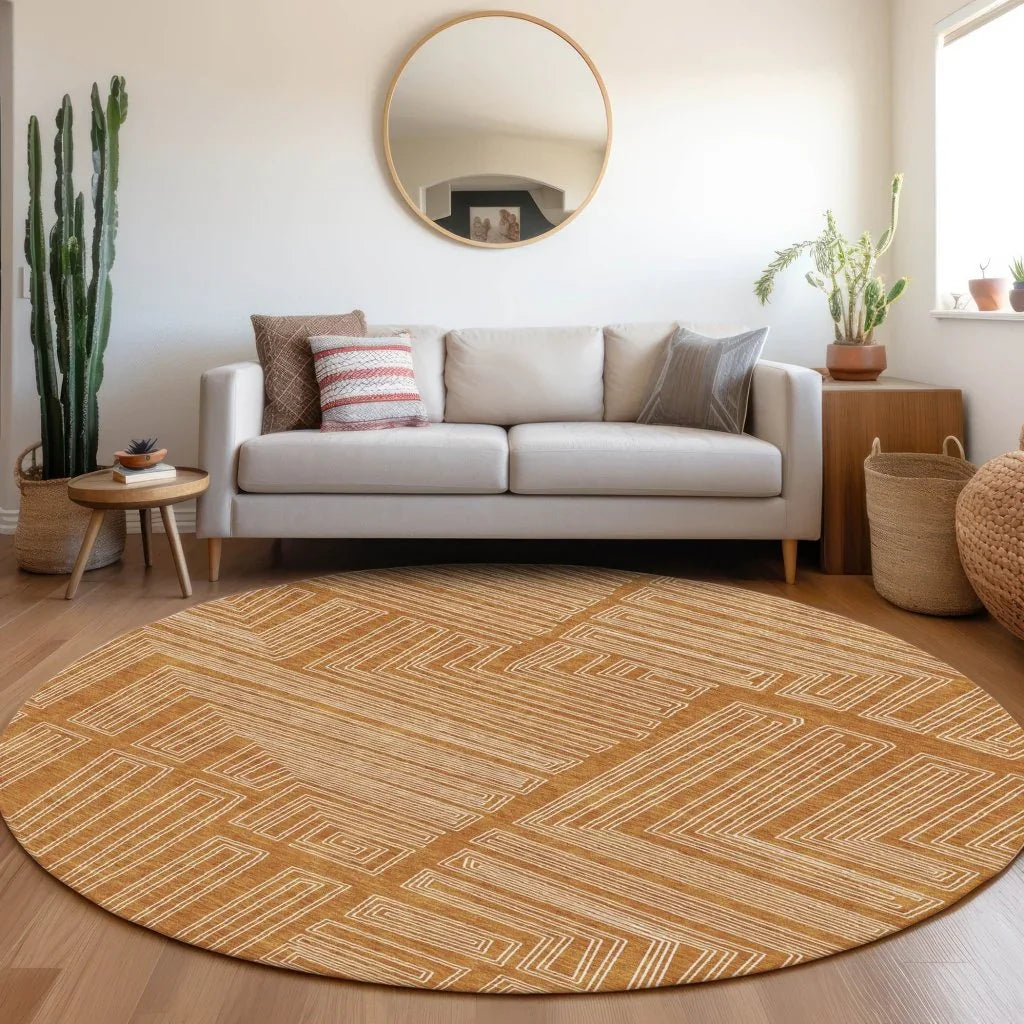 LOOMLAN Rugs Clayra Orange Washable Indoor-Outdoor Rug