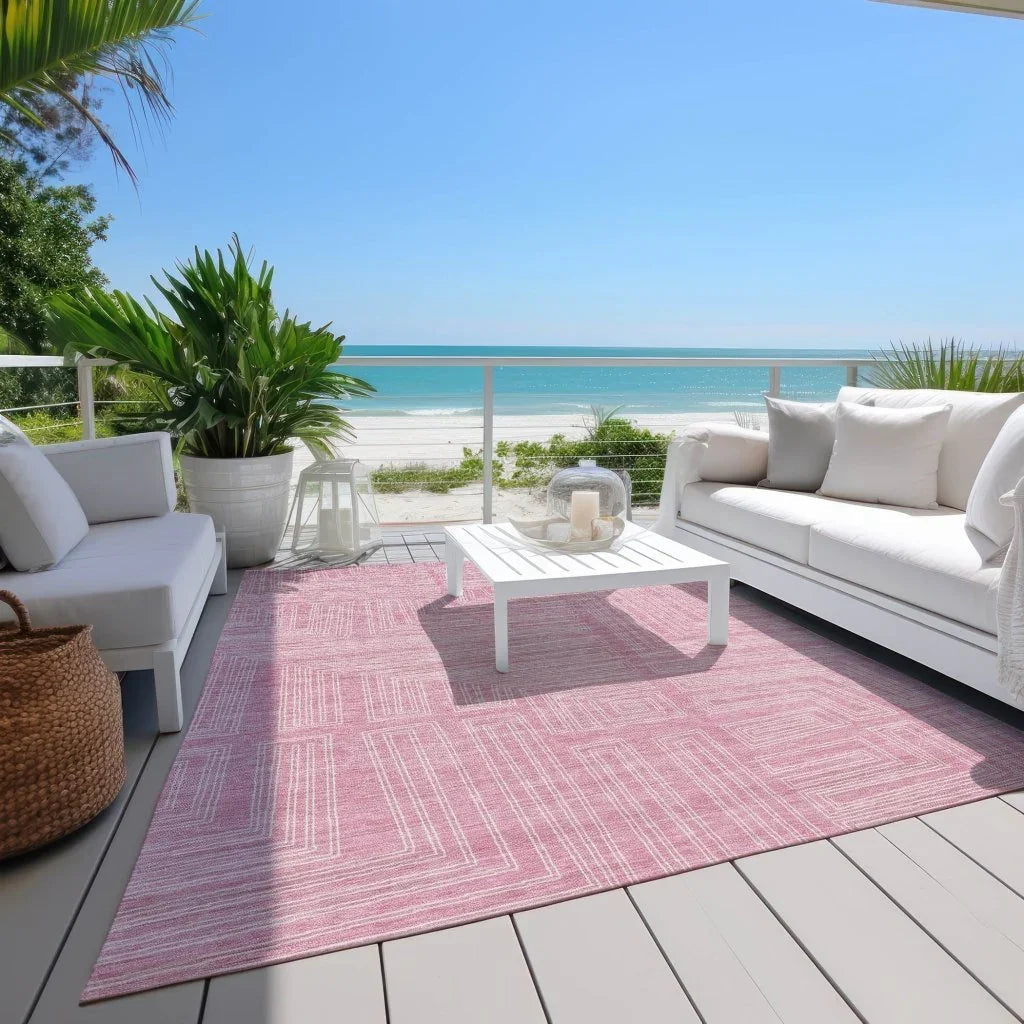 LOOMLAN Rugs Clayra Pink Washable Indoor-Outdoor Rug