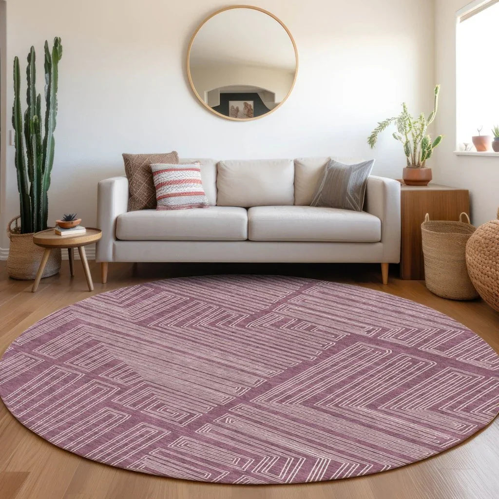 LOOMLAN Rugs Clayra Purple Washable Indoor-Outdoor Rug