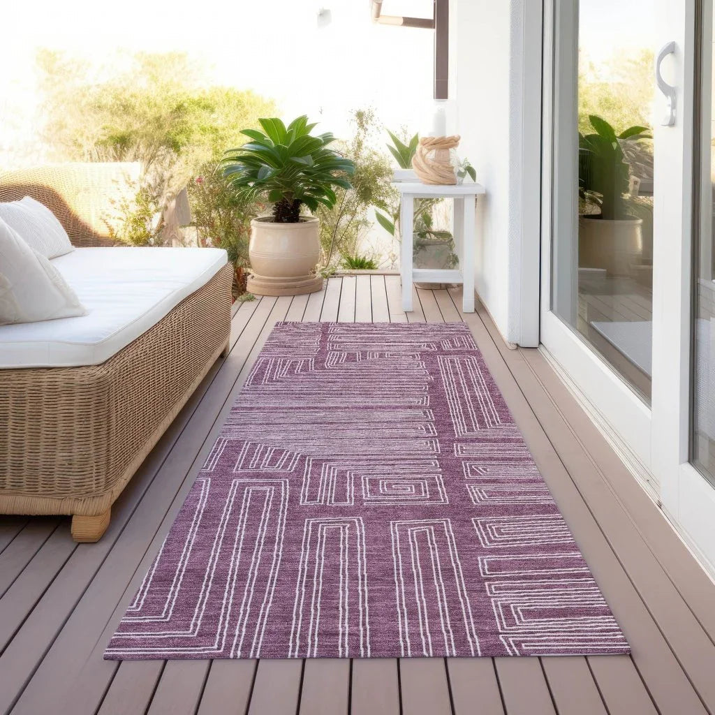 LOOMLAN Rugs Clayra Purple Washable Indoor-Outdoor Rug