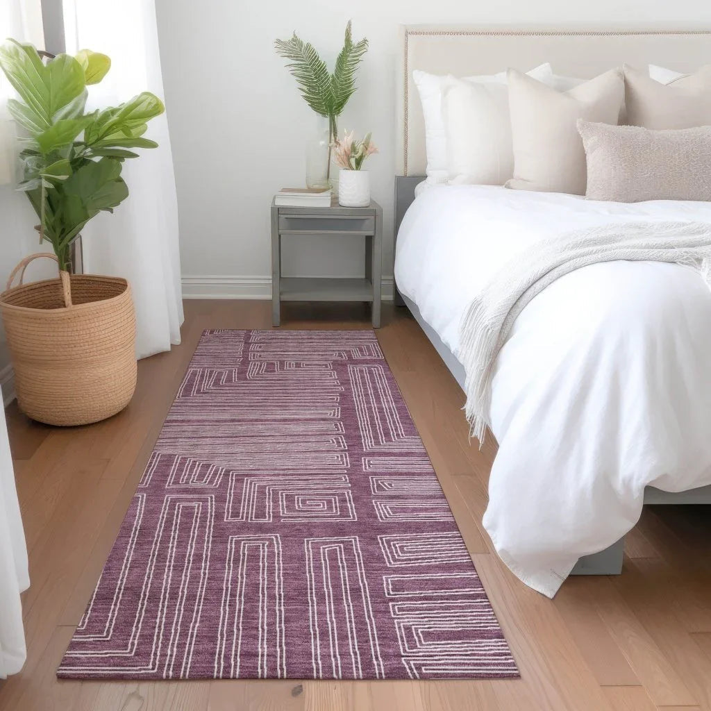 LOOMLAN Rugs Clayra Purple Washable Indoor-Outdoor Rug