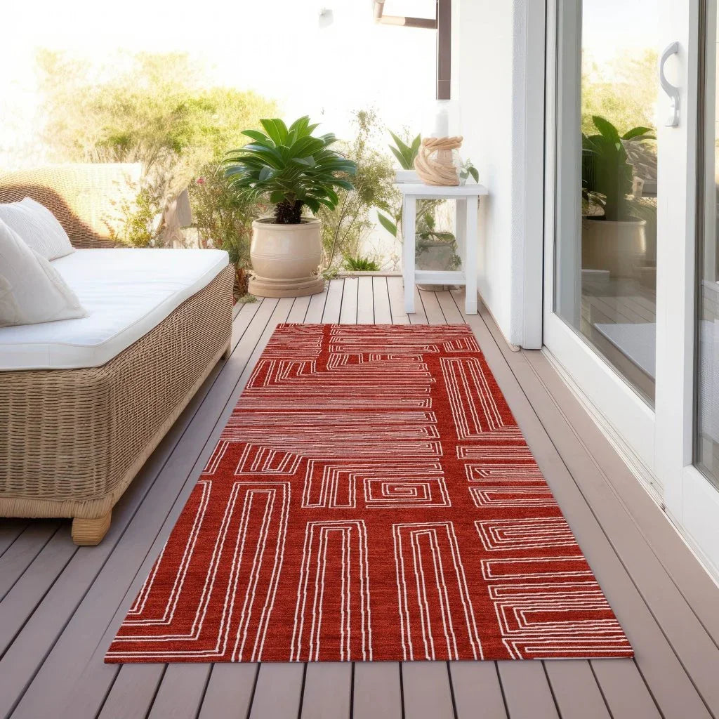LOOMLAN Rugs Clayra Red Washable Indoor-Outdoor Rug