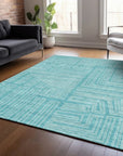LOOMLAN Rugs Clayra Teal Washable Indoor-Outdoor Rug