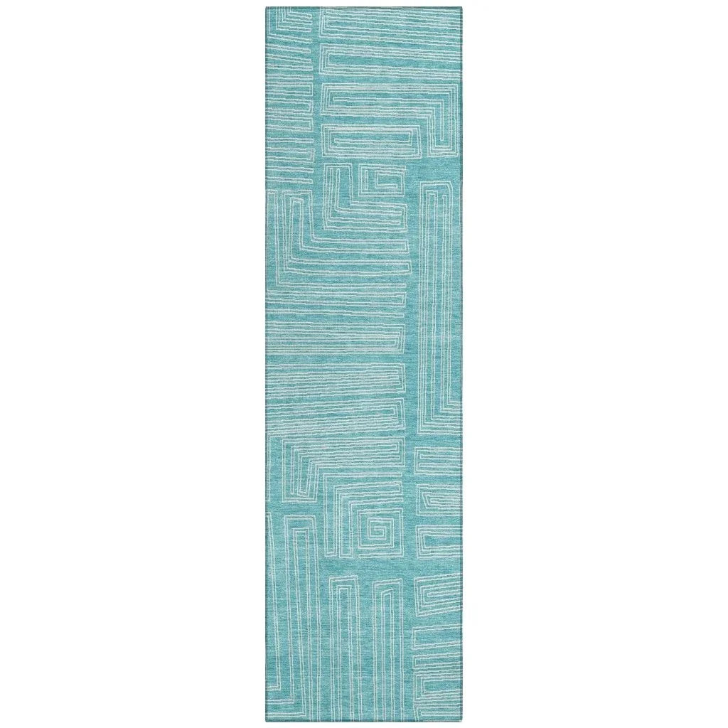 LOOMLAN Rugs Clayra Teal Washable Indoor-Outdoor Rug