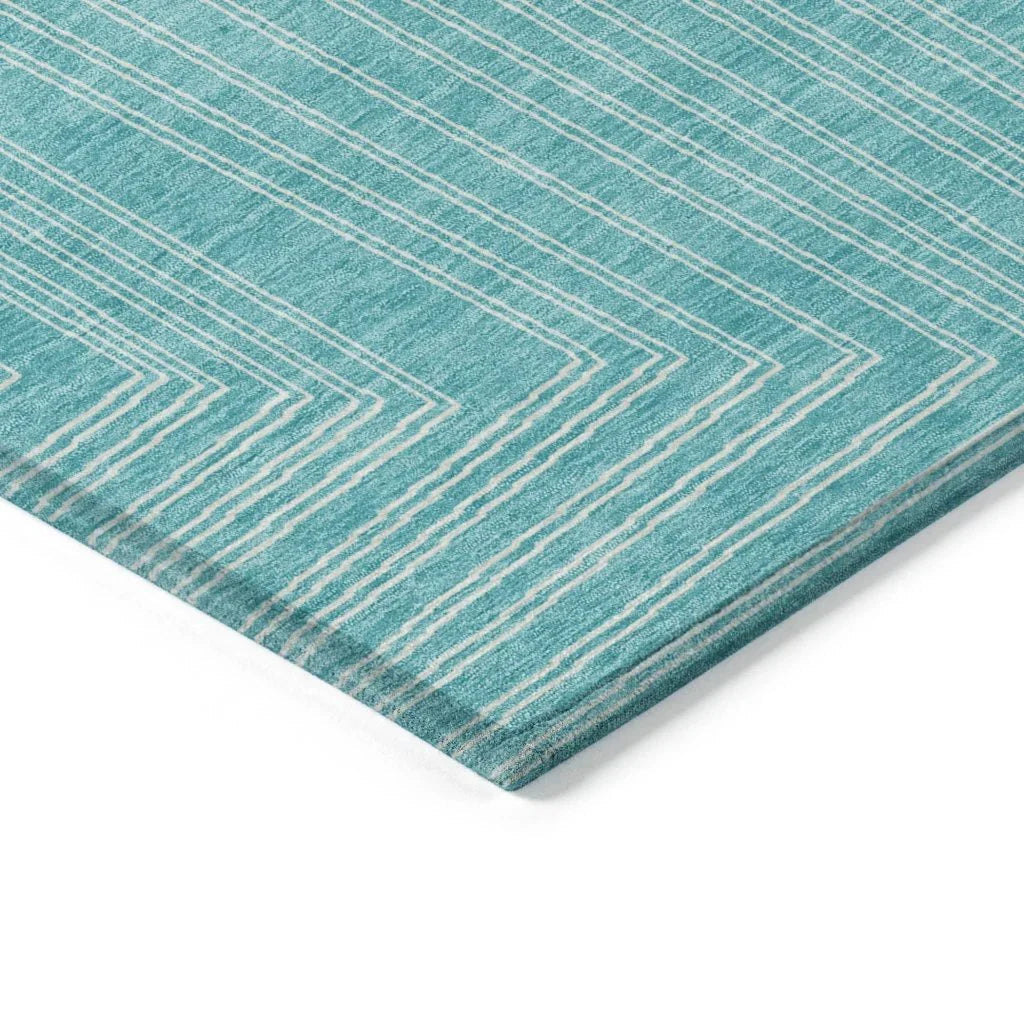 LOOMLAN Rugs Clayra Teal Washable Indoor-Outdoor Rug