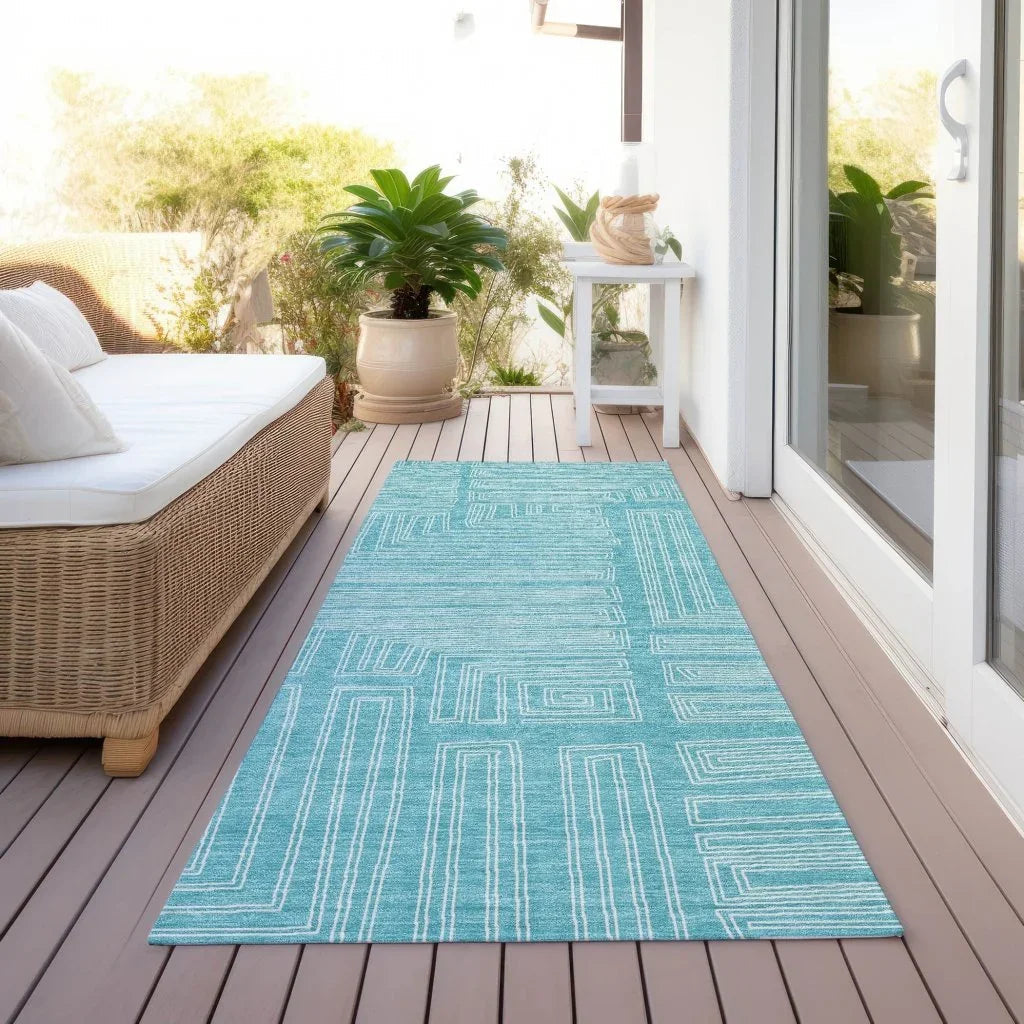 LOOMLAN Rugs Clayra Teal Washable Indoor-Outdoor Rug