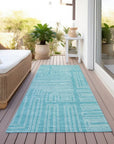LOOMLAN Rugs Clayra Teal Washable Indoor-Outdoor Rug