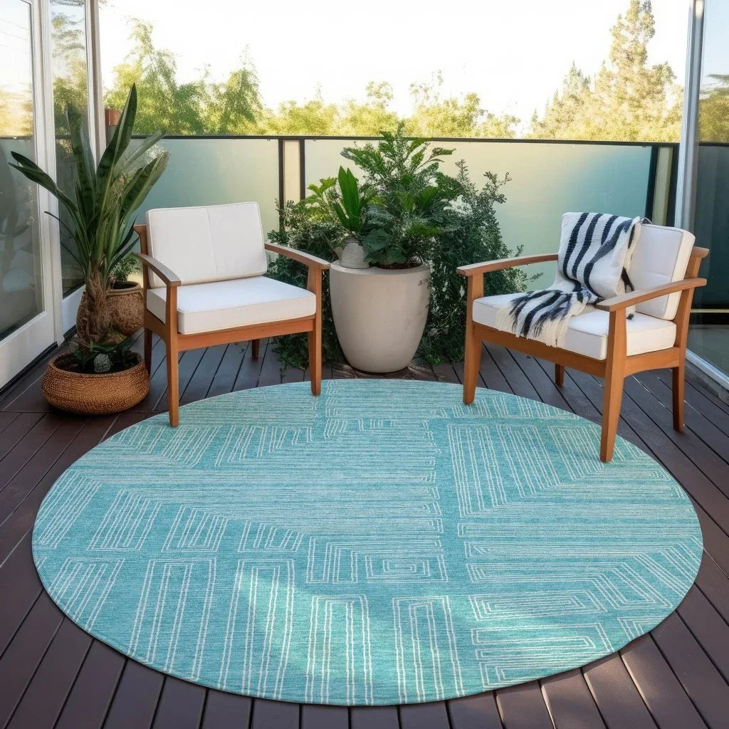 LOOMLAN Rugs Clayra Teal Washable Indoor-Outdoor Rug