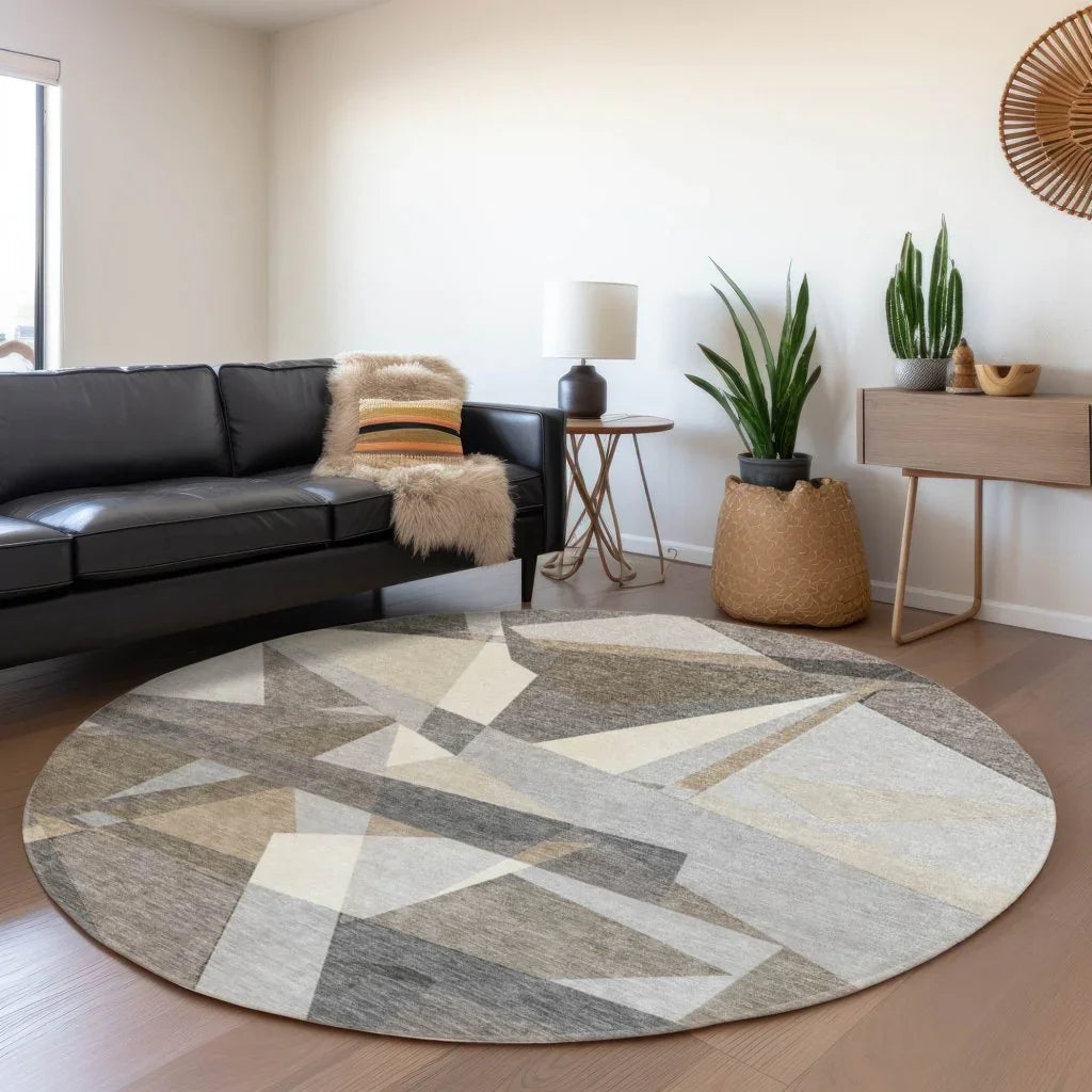 LOOMLAN Rugs Contoure Brown Washable Indoor-Outdoor Rug