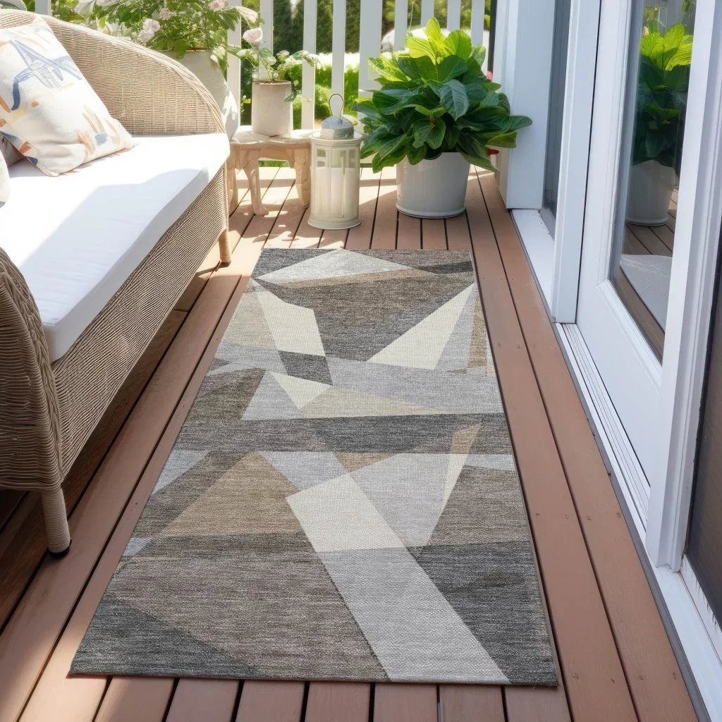 LOOMLAN Rugs Contoure Brown Washable Indoor-Outdoor Rug