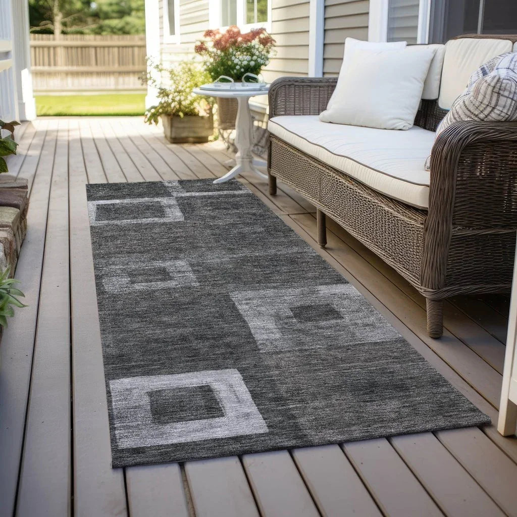 LOOMLAN Rugs Cora Black Washable Indoor-Outdoor Rug