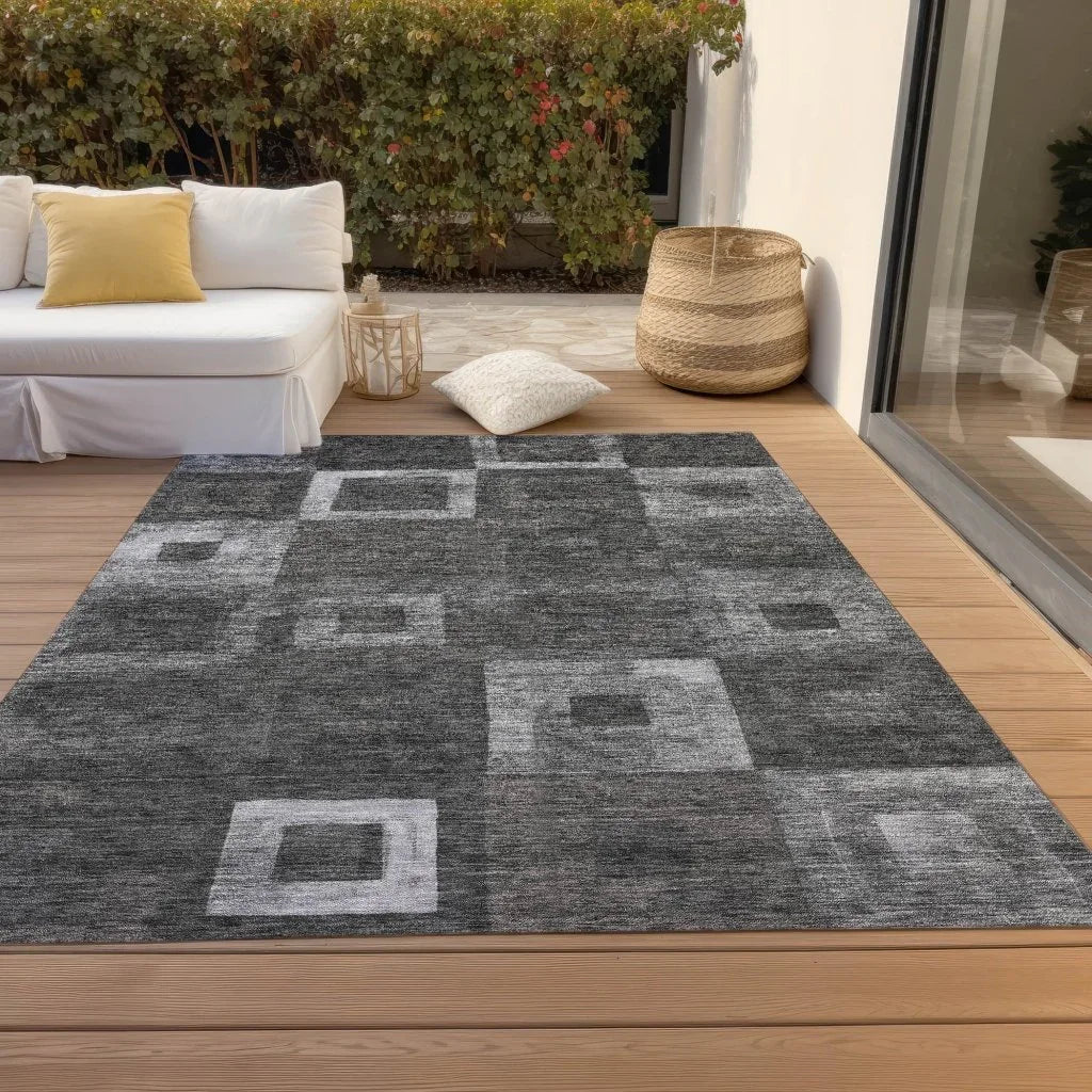 LOOMLAN Rugs Cora Black Washable Indoor-Outdoor Rug
