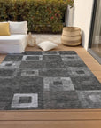 LOOMLAN Rugs Cora Black Washable Indoor-Outdoor Rug