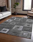 LOOMLAN Rugs Cora Black Washable Indoor-Outdoor Rug