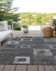 LOOMLAN Rugs Cora Black Washable Indoor-Outdoor Rug