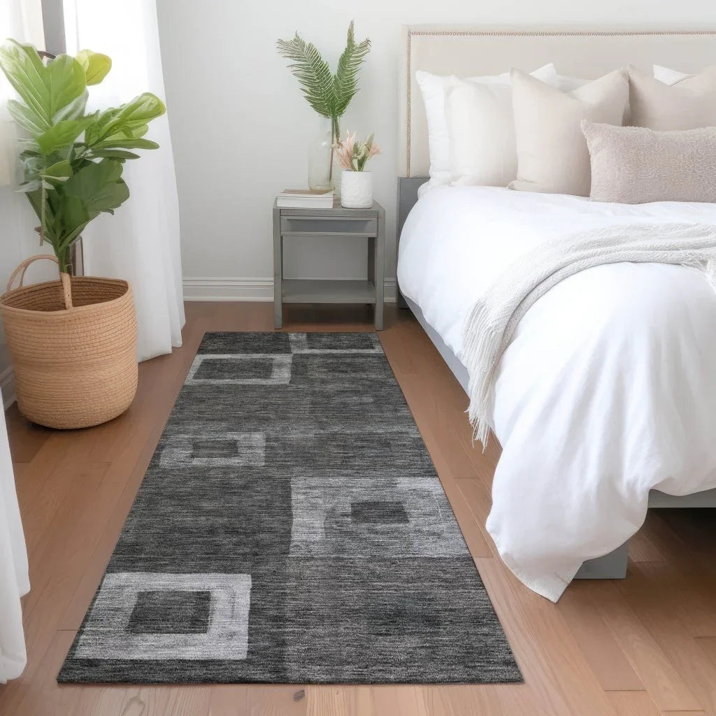 LOOMLAN Rugs Cora Black Washable Indoor-Outdoor Rug