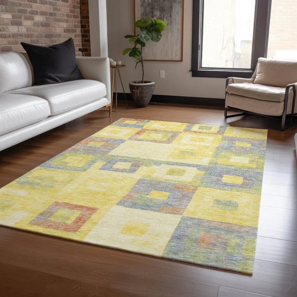 LOOMLAN Rugs Cora Gold Washable Indoor-Outdoor Rug
