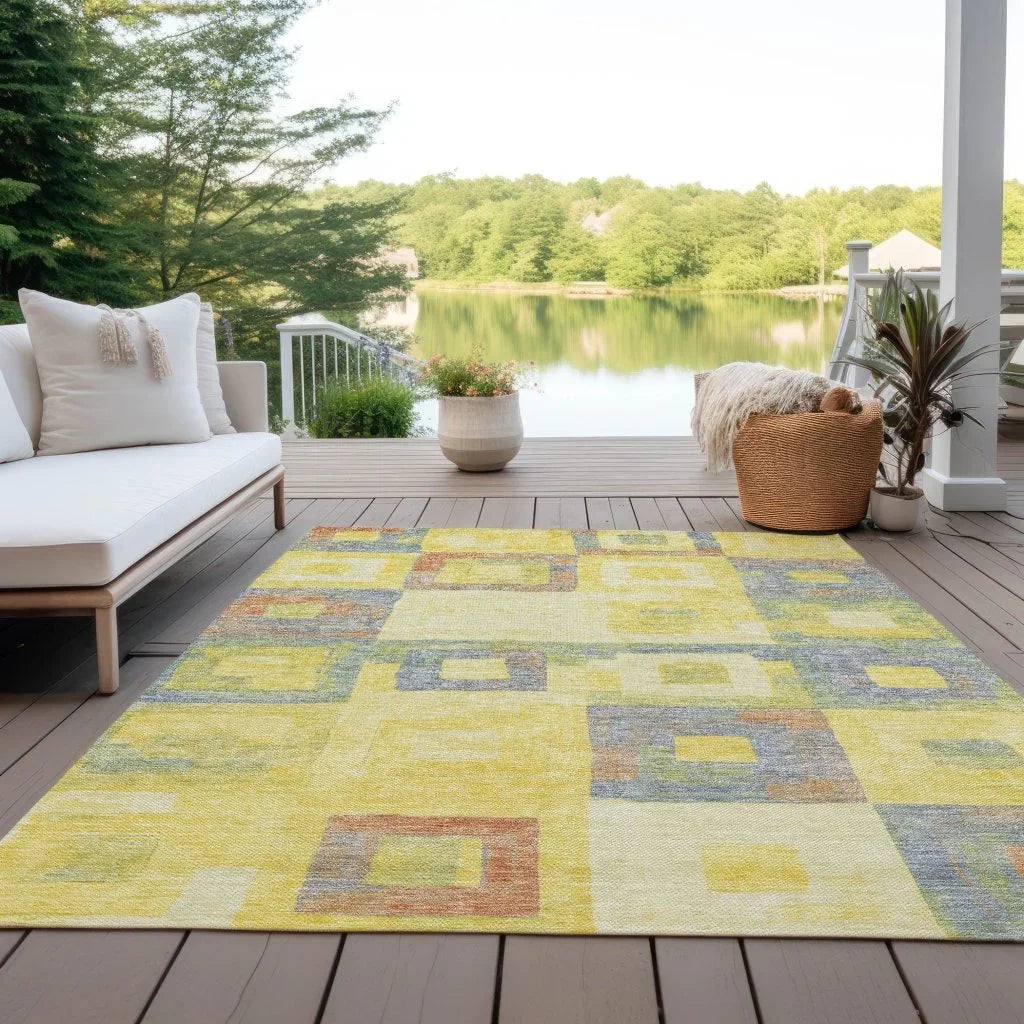 LOOMLAN Rugs Cora Gold Washable Indoor-Outdoor Rug
