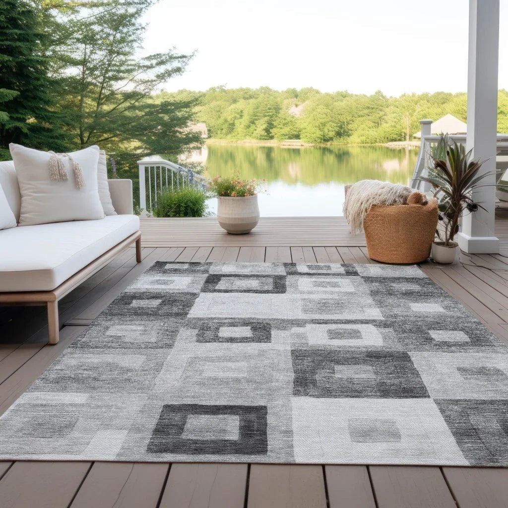 LOOMLAN Rugs Cora Gray Washable Indoor-Outdoor Rug