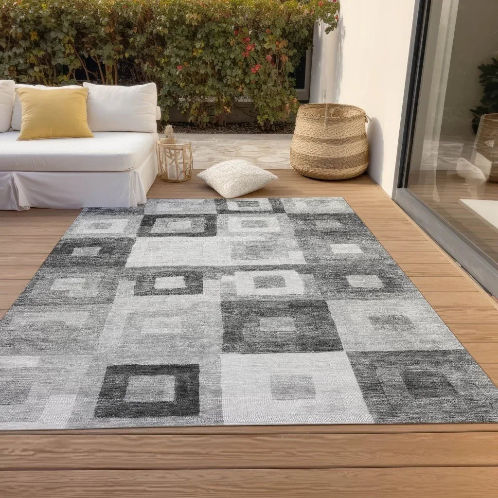 LOOMLAN Rugs Cora Gray Washable Indoor-Outdoor Rug