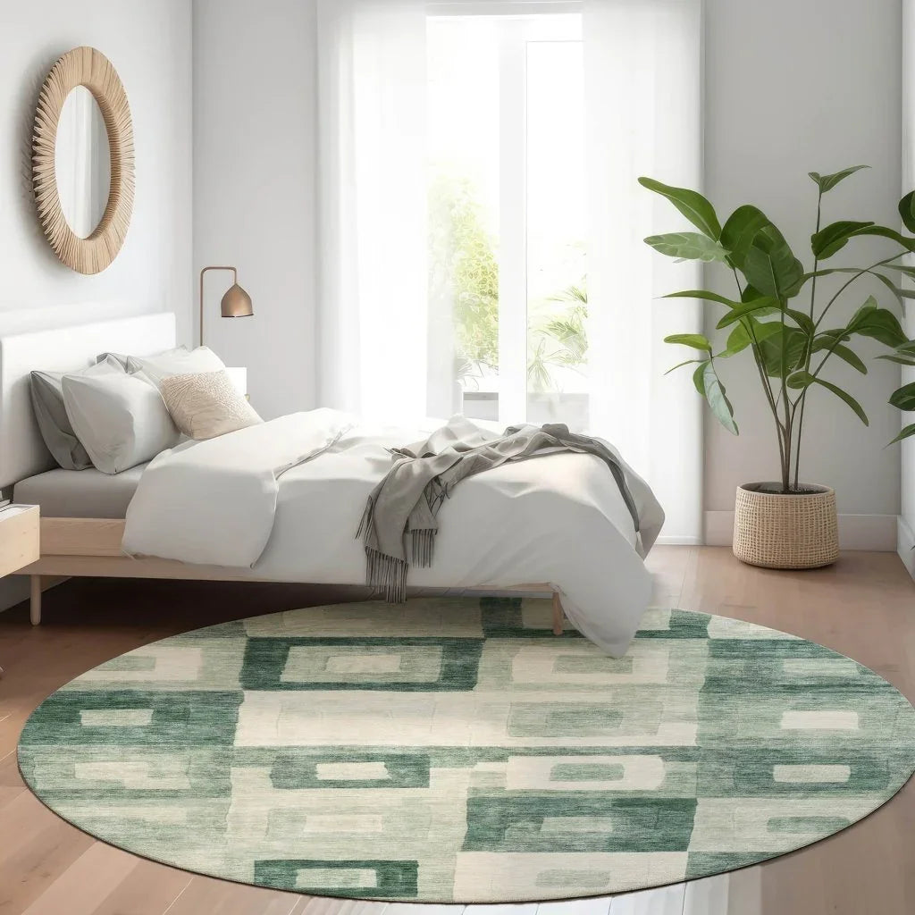 LOOMLAN Rugs Cora Green Washable Indoor-Outdoor Rug