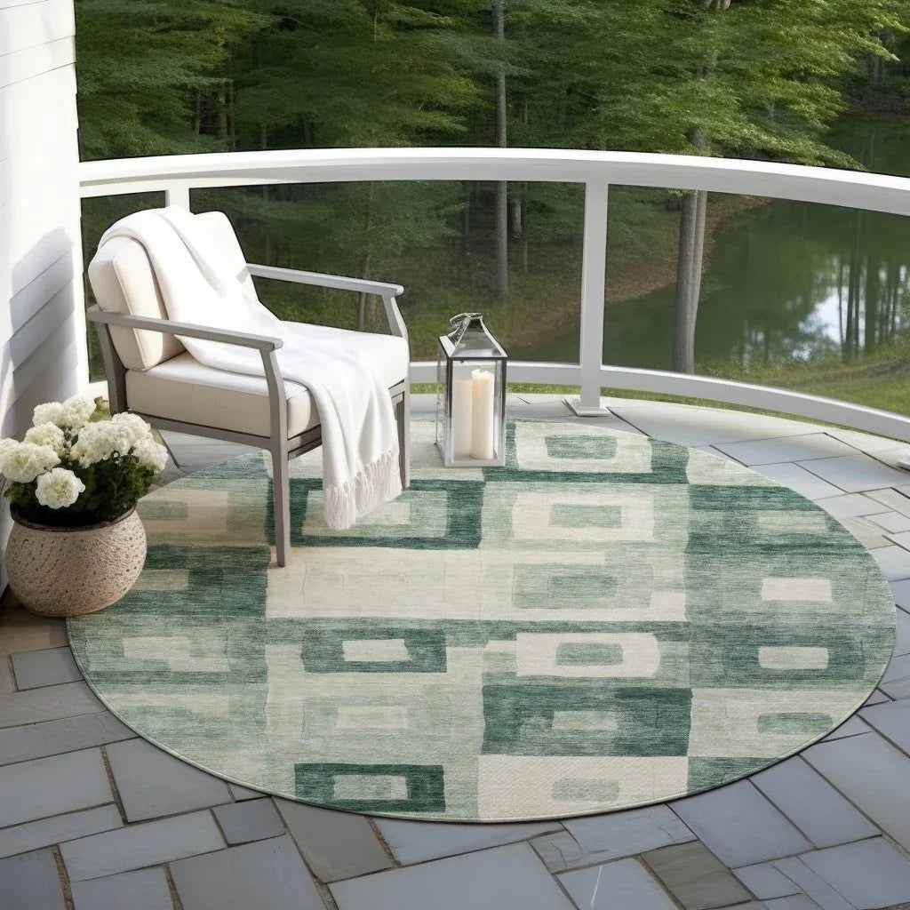 LOOMLAN Rugs Cora Green Washable Indoor-Outdoor Rug