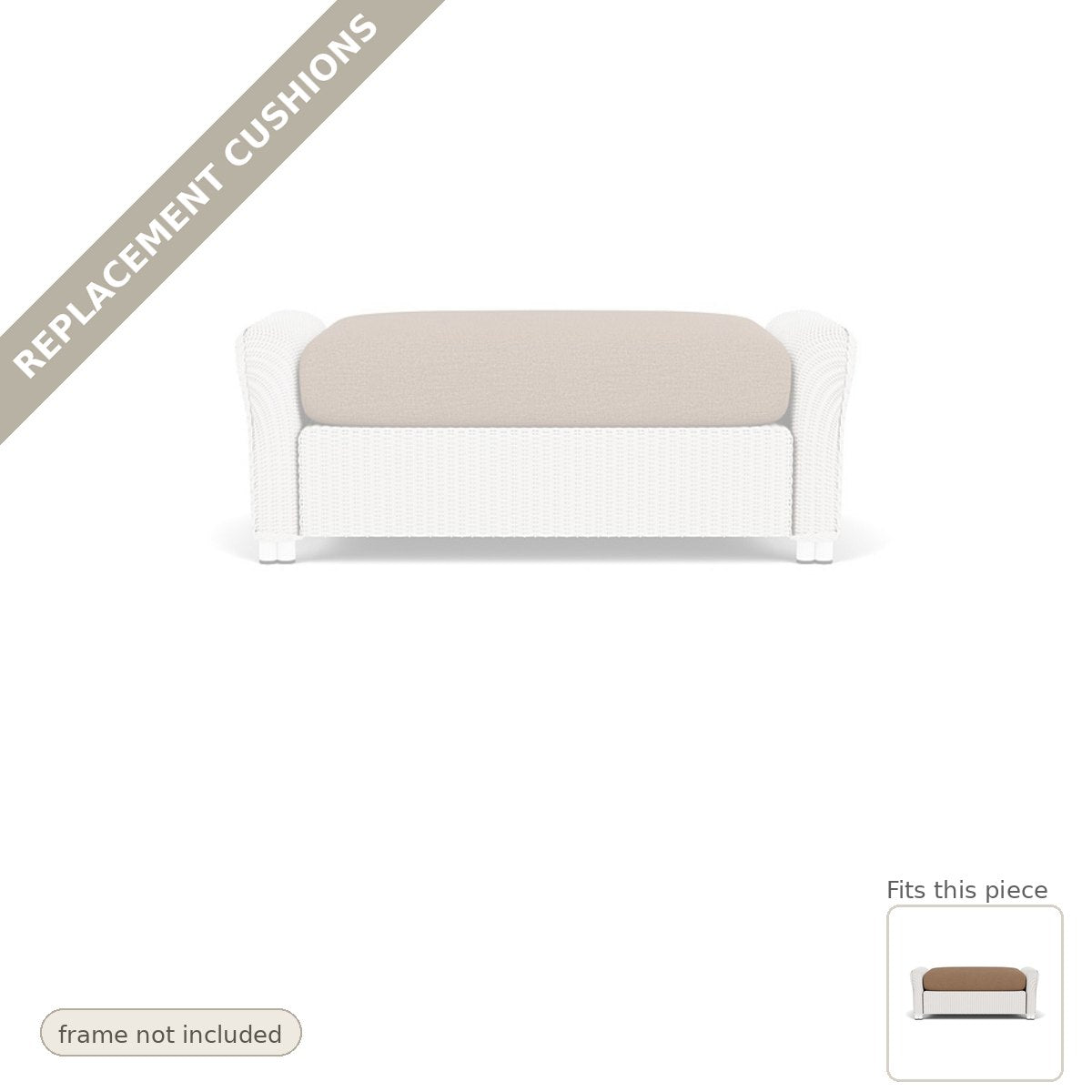 Cushions: Reflections Replacement Cushions for Large Ottoman - Made to Order in the USA